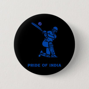 Kampioenen in Blue Pride of India Indiase Cricket Ronde Button 5,7 Cm
