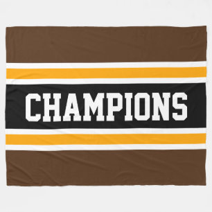 KAMPIOENEN Leuke Vette Diep Zwarte Oranje Strepen Fleece Deken
