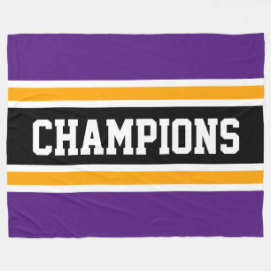 KAMPIOENEN Leuke Vette Paarse Zwarte Oranje Strepe Fleece Deken