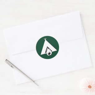 Kampvuur- en Tent Symbool Ronde Sticker