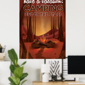 Kampvuur in het bos. poster (Thuiskantoor)