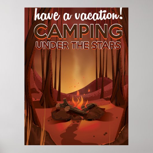 Kampvuur in het bos. poster (Voorkant)