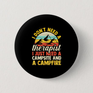 Kampvuur kamperen bos kampeerder  ronde button 5,7 cm