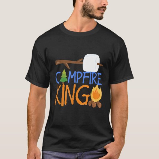 Kampvuur King Camping Shirt Camp SMores Bonfire Da (Voorkant)