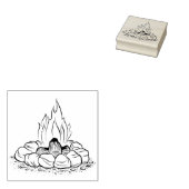 Kampvuur met Rocks Rubber Stamp Rubberstempel (Gestempeld)