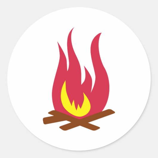 kampvuur ronde sticker (Voorkant)