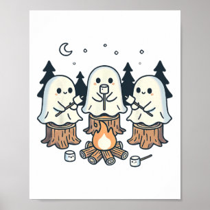 Kampvuur Spooky Marshmallow Halloween Bonfir Poster
