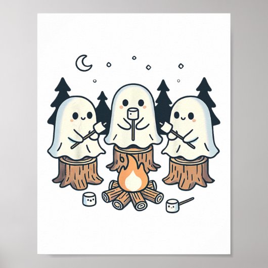 Kampvuur Spooky Marshmallow Halloween Bonfir Poster (Voorkant)