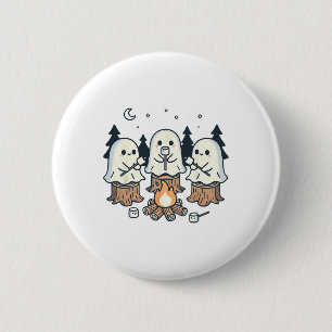 Kampvuur Spooky Marshmallow Halloween Bonfir Ronde Button 5,7 Cm