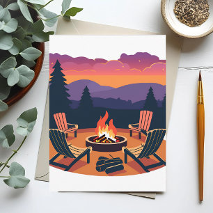 Kampvuur Zonsondergang Briefkaart
