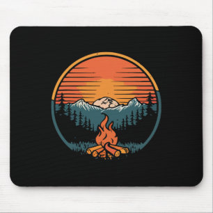 Kampvuur Zonsondergang Retro Kamperen Kampeerder V Muismat