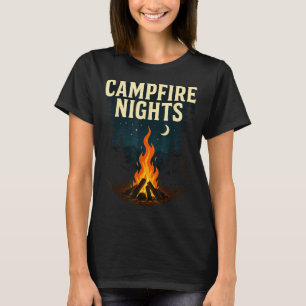 Kampvuurnachten kamperen bos bergen t-shirt