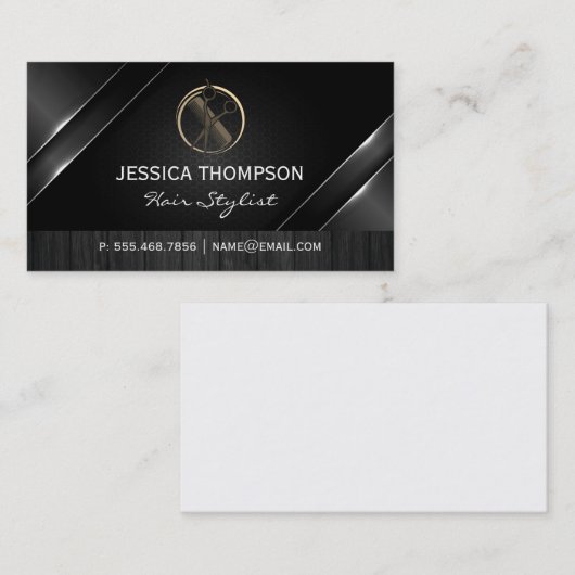 Kamschaar Logo | Metallic | Hout Visitekaartje (Voorkant / Achterkant)