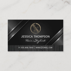 Kamschaar Logo Metallic Hout Visitekaartje