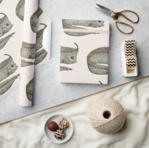 Kamvingerige lintvis, Vintage Mariene Aquatische L Cadeaupapier