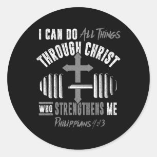 Kan Alle Dingen Christelijke Jezus Bodybuilding We Ronde Sticker