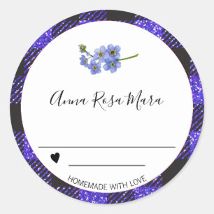 *~* Kan AP30 Buffalo Gingham Homemade Heart druive Ronde Sticker