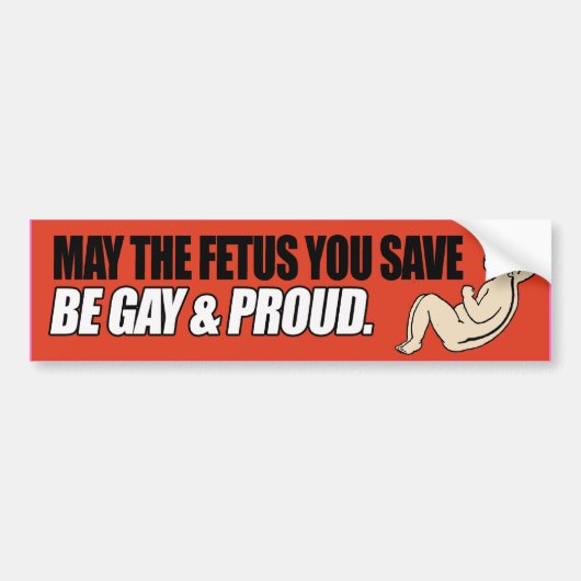KAN DE FETUS DIE U OPSPREEKT ZIJN GAY EN PROUD -.p Bumpersticker (Voorkant)