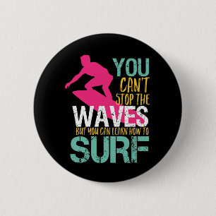 Kan de golven  retrofering surfsurfer niet stoppen ronde button 5,7 cm