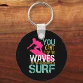 Kan de golven retrofering surfsurfer niet stoppen sleutelhanger (Voorkant)