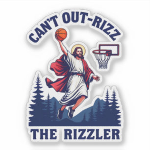 Kan de Rizzler Jezus Basketbal Niet Overrizzelen Sticker