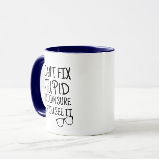 Kan de stomme Oogdokter Pun Funny Mug Novelty niet Mok (Voorkant links)