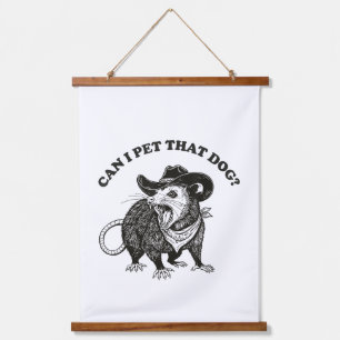 Kan ik die hond aaien Meme Grappige opossum dierli Hangend Wandkleed