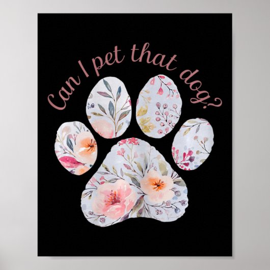Kan ik die hond Waterverf Bloemen Paw Print (Voorkant)