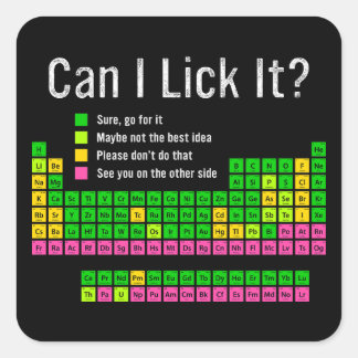 Kan ik het likken Periodic Table Teacher Student K Vierkante Sticker