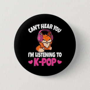 Kan je niet horen Ik luister naar K-Pop Anime Fan Ronde Button 5,7 Cm