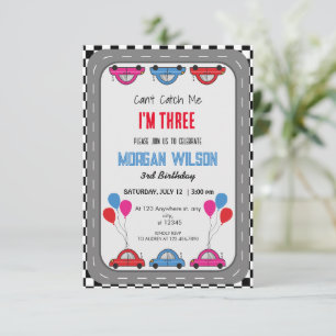 Kan me niet betrappen race auto verjaardagsfeestje kaart