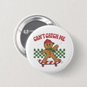 Kan me niet vangen Kerstmis Gingerbread Kerstmis  Ronde Button 5,7 Cm