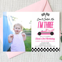 Kan me niet vangen Roze Race Auto 3e Verjaardagsfe