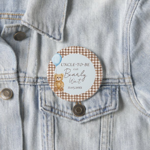 Kan nauwelijks wachten Boy Baby shower Uncle Famil Ronde Button 7,6 Cm