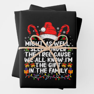 Kan net zo goed slapen onder de boom kerstcadeau inpakpapier vel