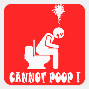 Kan niet poepen! vierkante sticker