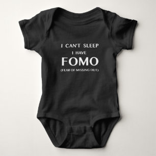 Kan niet slapen ik heb FOMO White Text Baby Bodysu Romper