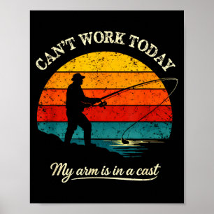 Kan niet werken arm zit in gips grappige vissen poster