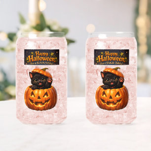 Kan Peking poesje speelse vrolijke Halloween? Blikvorm Glas