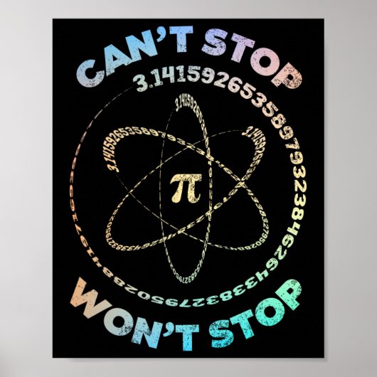 Kan Pi Wont Stop Pi Day Retro  Wiskunde niet stopp Poster (Voorkant)