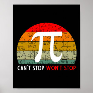 Kan Pi Wont Stop Pi Day Retro Wiskunde niet stopp Poster