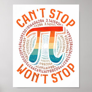 Kan Pi Wont Stop Pi Day Retro Wiskunde niet stopp Poster