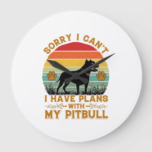 Kan Plannen Hond Pitbull Retro Zonsondergang_1 Grote Klok