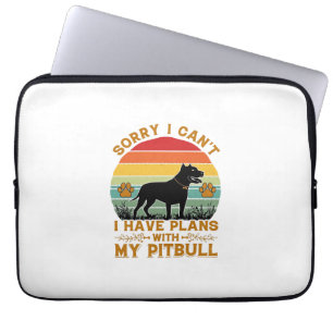 Kan Plannen Hond Pitbull Retro Zonsondergang_1 Laptop Sleeve