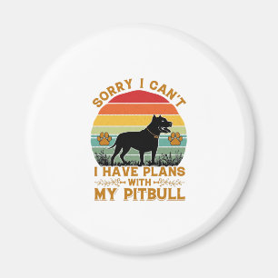 Kan Plannen Hond Pitbull Retro Zonsondergang_1 Magneet