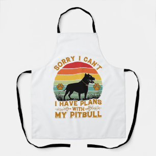 Kan Plannen Hond Pitbull Retro Zonsondergang_1 Schort