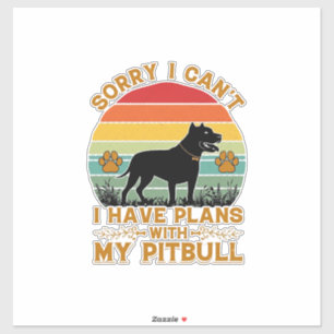 Kan Plannen Hond Pitbull Retro Zonsondergang_1 Sticker
