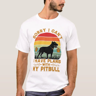 Kan Plannen Hond Pitbull Retro Zonsondergang_1 T-shirt
