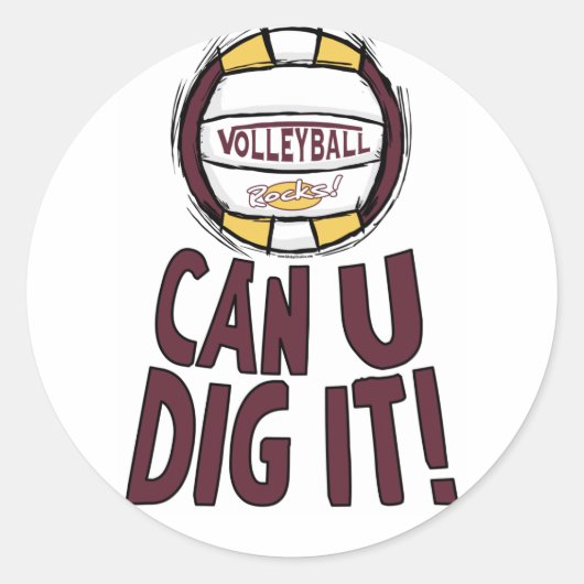 Kan U het volleybal dig Ronde Sticker (Voorkant)
