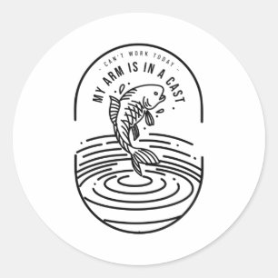 Kan vandaag niet werken mijn arm is in een giet ronde sticker